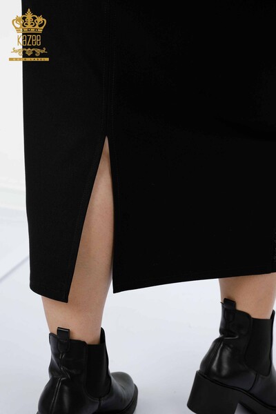 женская юбка оптом в полоску с вышивкой из черного камня - 4218 | КАZEE - Thumbnail