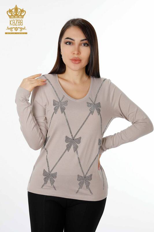 Женская блузка оптом с рисунком из норки - 79003 | КАZEE