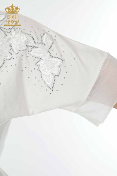 женская блузка оптом цветочный узор экрю - 79031 | КАZEE - Thumbnail