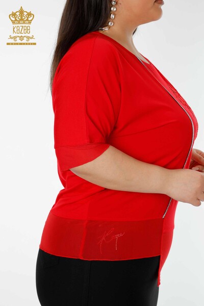 женская блузка оптом цветочный узор красный - 79031 | КАZEE - Thumbnail
