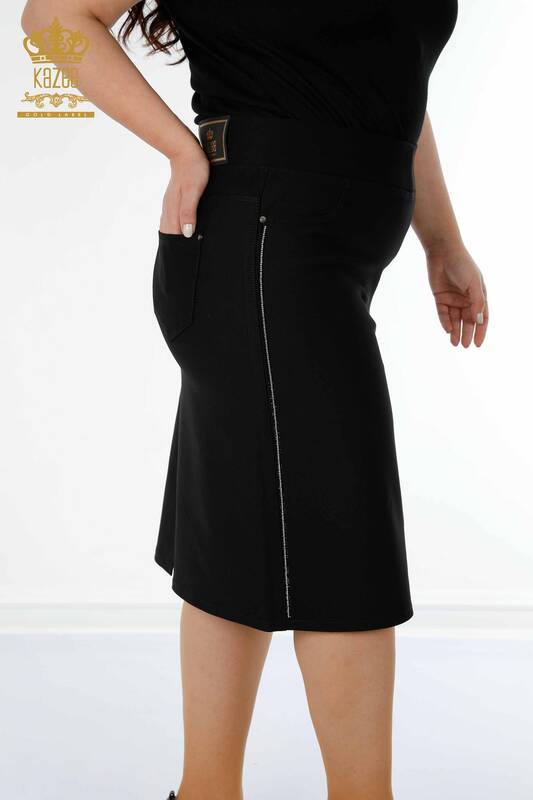 женская юбка оптом в полоску с вышивкой из черного камня - 4211 | КАZEE