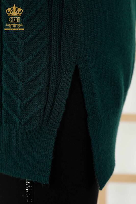 Женский свитер без рукавов оптом - Кристалл Вышитый камень - Темно-зеленый - 30242 | КАZЕЕ