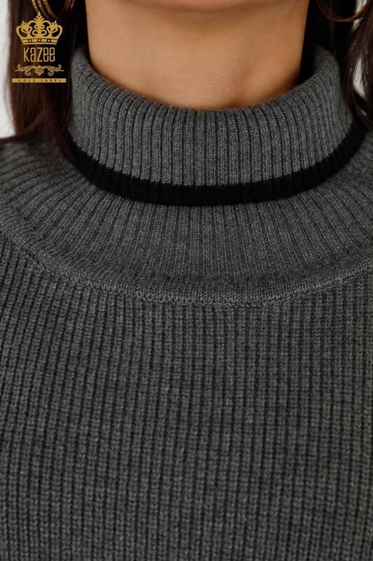 Женский свитер без рукавов оптом - Водолазка - Антрацит - 30229 | КАZEE