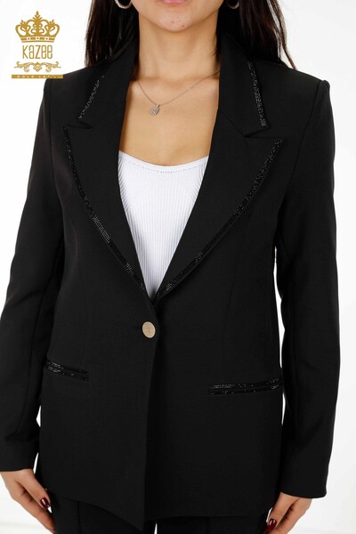 Женский классический костюм оптом леопардовый узор черный - 30002 | КАZEE - Thumbnail