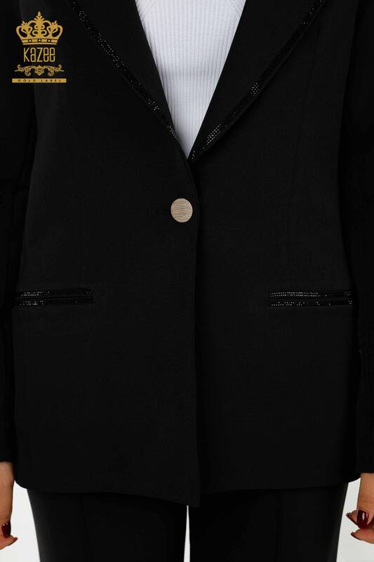 Женский классический костюм оптом леопардовый узор черный - 30002 | КАZEE
