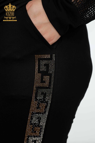 Женский спортивный костюм, оптовая продажа, тигровый узор, черный - 17383 | КАZЕЕ - Thumbnail