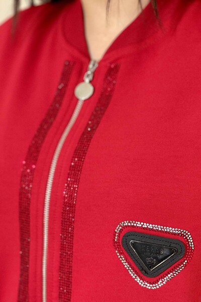 Женский спортивный костюм оптом на молнии с вышивкой камнем - 17263 | КАZЕЕ - Thumbnail