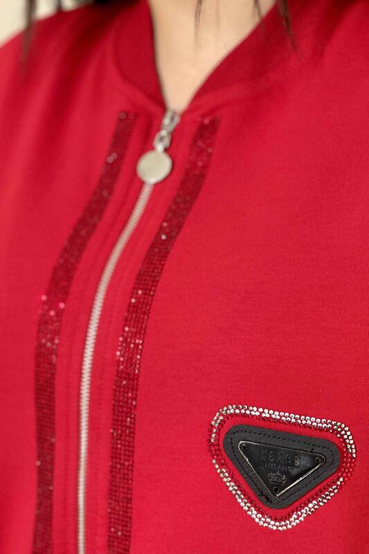 Женский спортивный костюм оптом на молнии с вышивкой камнем - 17263 | КАZЕЕ