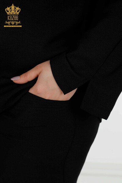 Женский летний костюм оптом с карманом черный - 20313 | КАZEE - Thumbnail