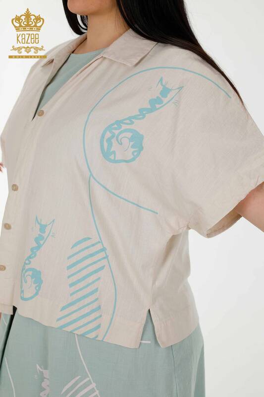 женский летний костюм оптом платье-рубашка бежевый светло-голубой - 20314 | КАZEE
