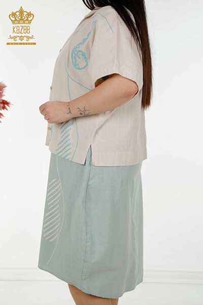женский летний костюм оптом платье-рубашка бежевый светло-голубой - 20314 | КАZEE - Thumbnail