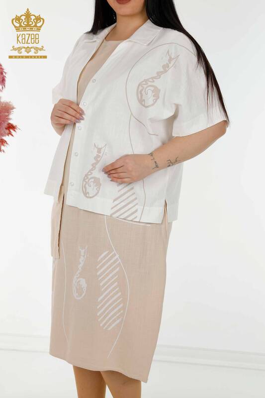 женский летний костюм оптом - платье-рубашка бежевый бежевый - 20314 | КАZEE