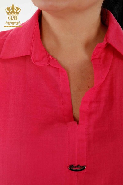 Женский летний костюм-рубашка оптом - Карманы - Фуксия - 20402 | КАZEE - Thumbnail