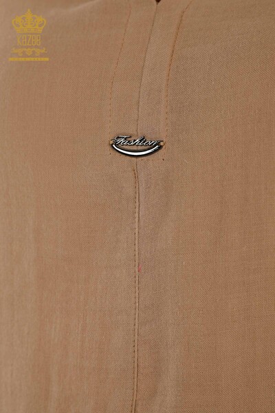 Комплект женской летней рубашки оптом - с карманом - бежевый - 20402 | КАZEE - Thumbnail