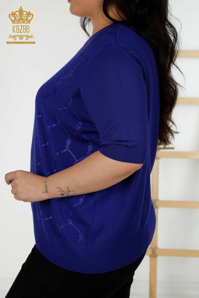 Оптовая Женский Трикотаж Свитер Вышитый Камнем Саки - 30317 | КАZЕЕ - 5