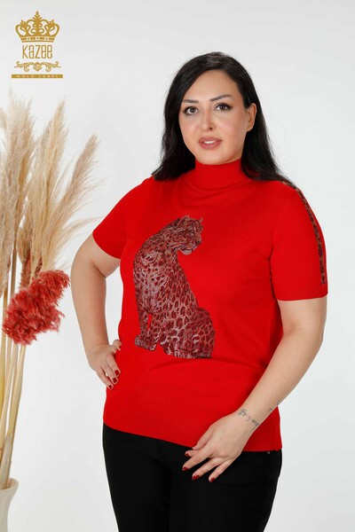 Оптовая Женский Трикотаж Свитер Тигр Pattern Красный - 16999 | КАZЕЕ 