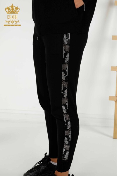 Черный женский спортивный костюм оптом с узором бабочки - 16678 | КАZEE - Thumbnail