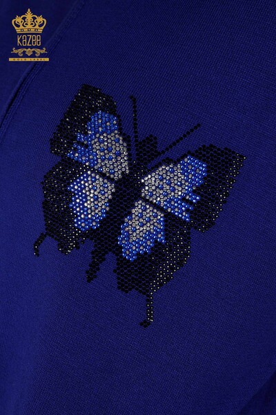 Оптовые женские спортивные костюмы Сакс с узором бабочки - 16678 | КAZEE - Thumbnail