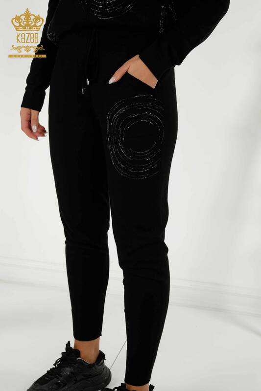 Черный женский спортивный костюм на молнии оптом - 16276 | КАZEE