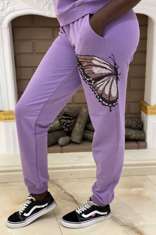 женский оптовый комплект спортивного костюма с бабочками - 17177 | Каzee