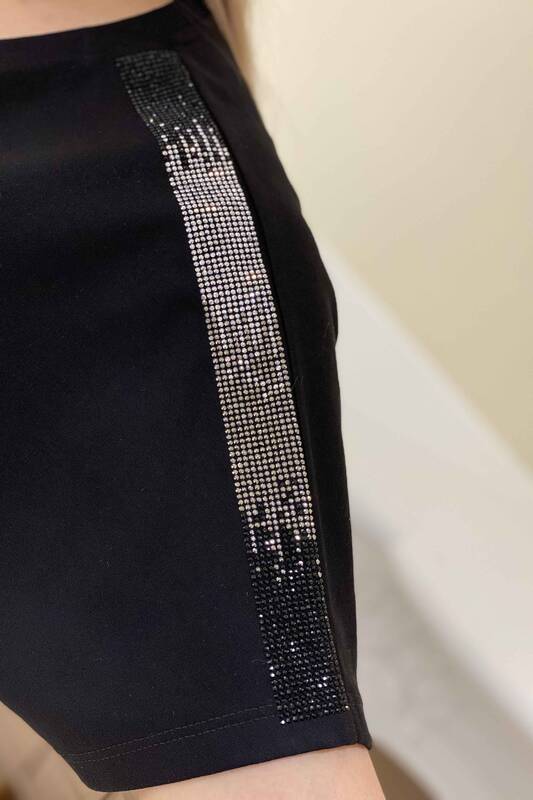 женский оптовый комплект спортивного костюма в полоску с вышивкой хрустальным камнем - 17181 | Каzee