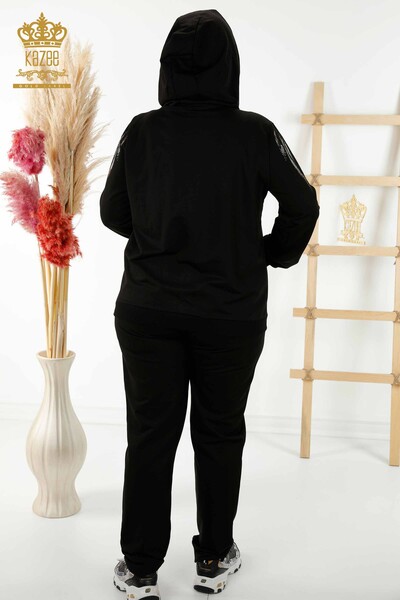 Женский спортивный костюм с капюшоном на молнии черный - 17538 | КАZЕЕ - Thumbnail