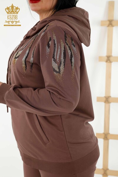 оптом женский спортивный костюм с капюшоном на молнии коричневый - 17538 | КАZЕЕ - Thumbnail