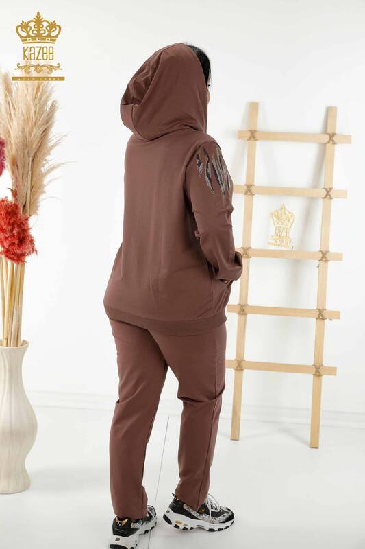 оптом женский спортивный костюм с капюшоном на молнии коричневый - 17538 | КАZЕЕ