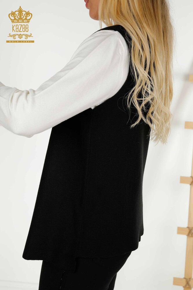 Женский жилет оптом с вышивкой хрустальным камнем, черный - 30606 | КАZEE - 4