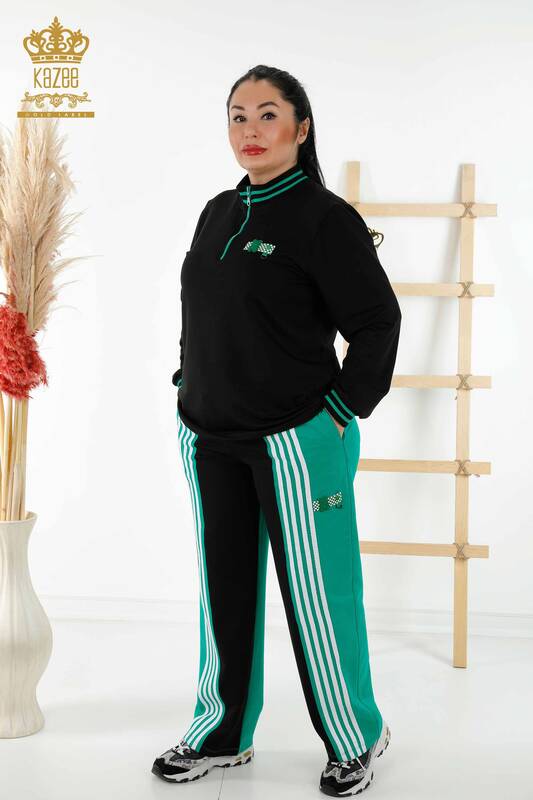 женский спортивный костюм оптом - два цвета - черный зеленый - 20370 | КАZEE