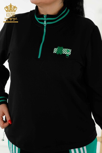женский спортивный костюм оптом - два цвета - черный зеленый - 20370 | КАZEE - Thumbnail
