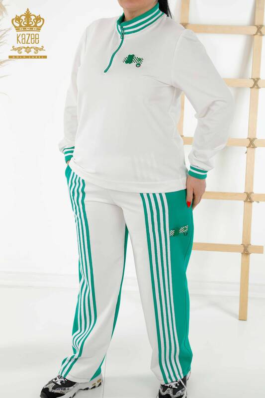 женский спортивный костюм оптом - два цвета - зеленый экрю - 20370 | КАZEE