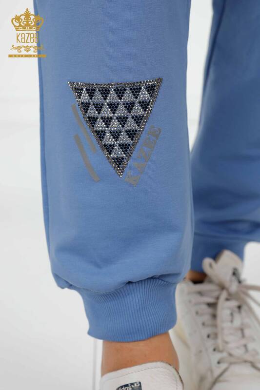 женский спортивный костюм оптом вышитый камнем синий - 17484 | КАZEE