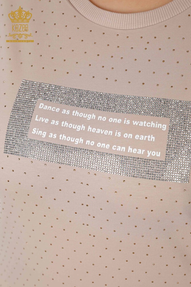 женский спортивный костюм оптом с коротким рукавом бежевый - 17389 | КАZEE - 4