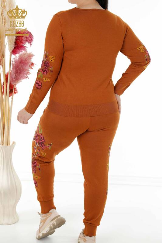 женский спортивный костюм оптом красочный цветочный узор желтовато-коричневый - 16570 | КАZEE
