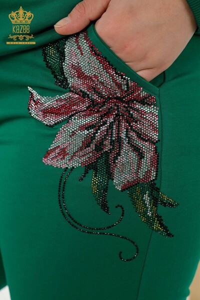 Женский спортивный костюм оптом Красочный цветочный узор - Зеленый - 17499 | КАZEE - Thumbnail