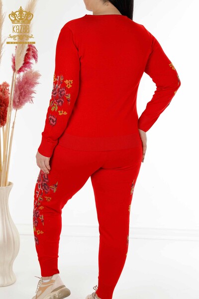 Женский спортивный костюм оптом Красочный цветочный красный - 16570 | КАZЕЕ - Thumbnail