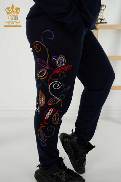 Женский спортивный костюм оптом - Красочный узор - Темно-синий - 16657 | КАZEE - Thumbnail