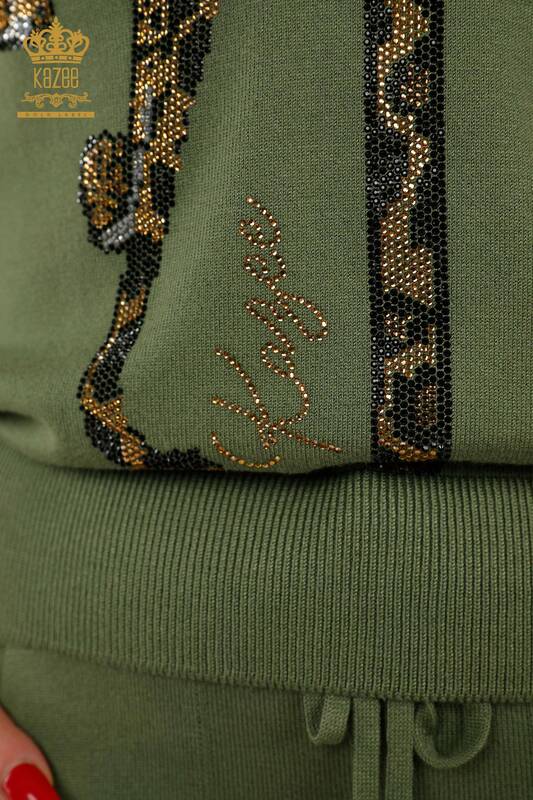 Женский спортивный костюм оптом - леопардовый принт - хаки - 16521 | КАZEE