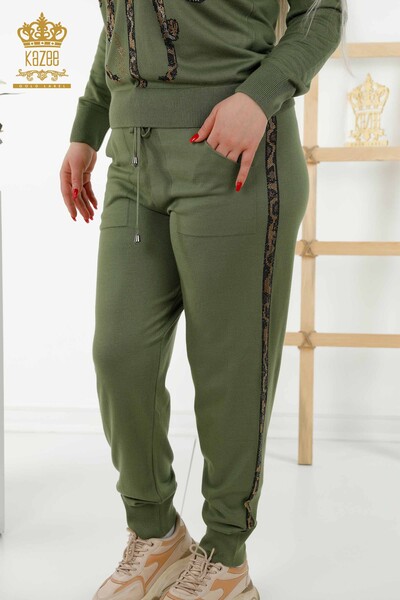 Женский спортивный костюм оптом - леопардовый принт - хаки - 16521 | КАZEE - Thumbnail