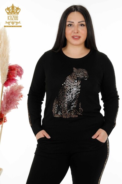 Женский спортивный костюм оптом Тигровый узор Черный - 16260 | КАZEE - Thumbnail