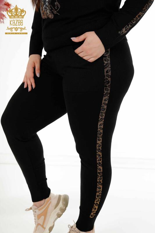 Женский спортивный костюм оптом Тигровый узор Черный - 16260 | КАZEE