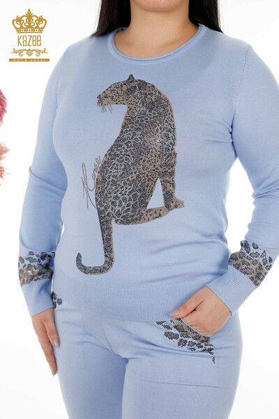 Женский спортивный костюм, оптовая продажа, тигровый узор, синий - 16523 | КАZEE - Thumbnail