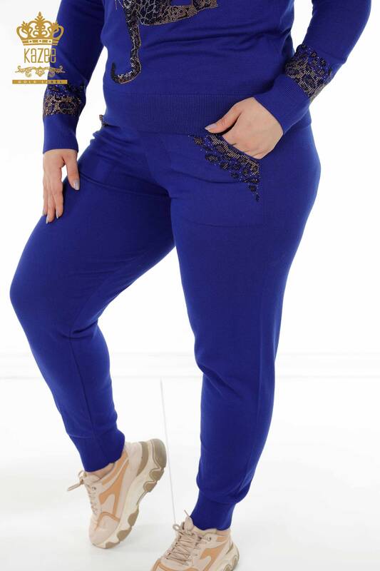 Женский спортивный костюм, оптовая продажа, тигровый узор, темно-синий - 16523 | КАZEE