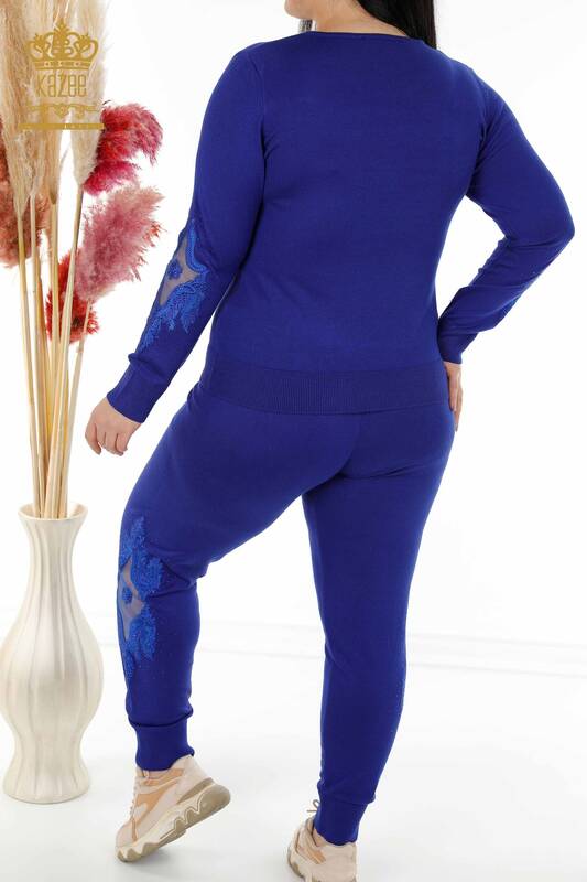 женский спортивный костюм оптом вышитый камнем темно-синий - 16569 | КАZEE
