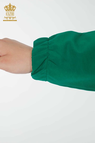 женский спортивный костюм оптом вышитый камнем зеленый - 17446 | КАZEE - Thumbnail
