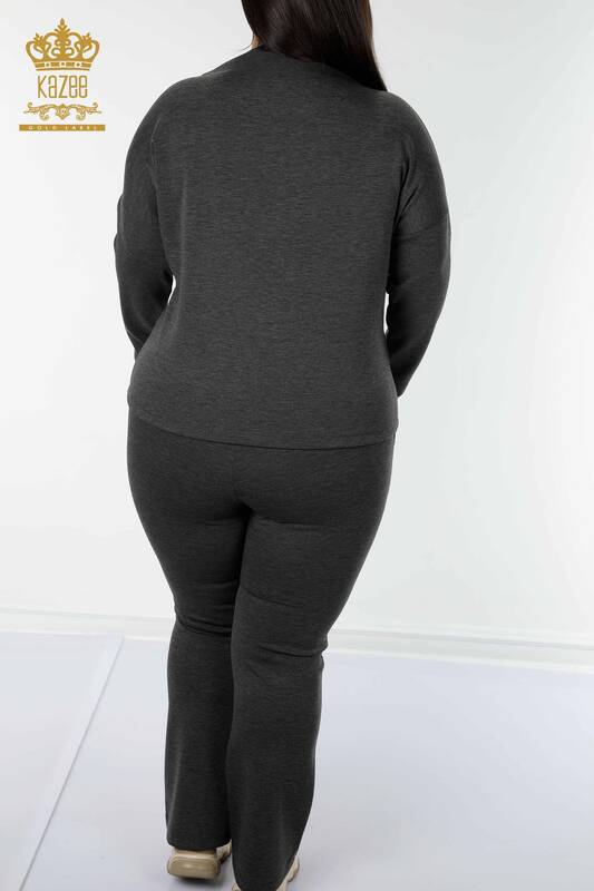 женский спортивный костюм оптом с вышивкой камнем антрацит - 17430 | КАZEE