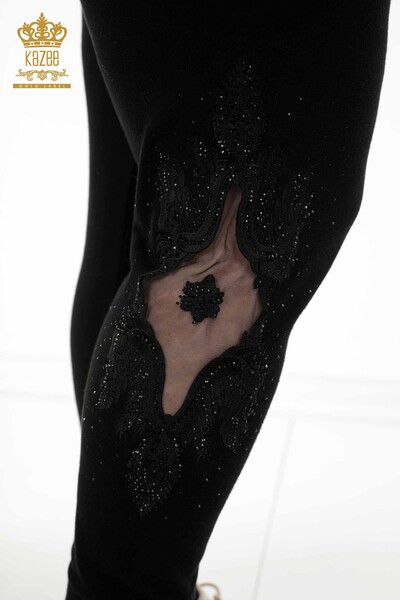 женский спортивный костюм оптом вышитый камнем черный - 16569 | КАZEE - Thumbnail