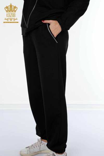 женский спортивный костюм оптом вышитый камнем черный - 17446 | КАZЕЕ - Thumbnail