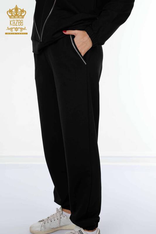 женский спортивный костюм оптом вышитый камнем черный - 17446 | КАZЕЕ